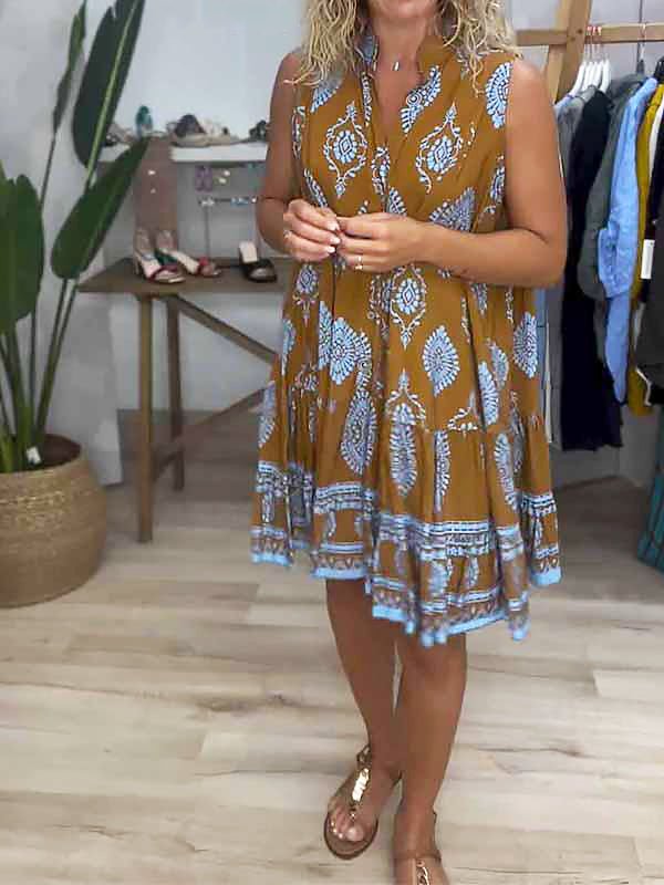 Millie | Women's Boho Printed Sleeveless Mini Dress