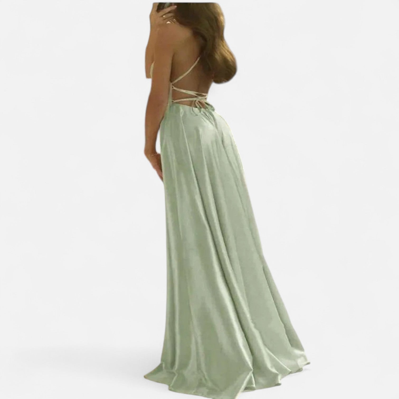 Margaret | Women’s Modern Fit Satin Slit Maxi Dress