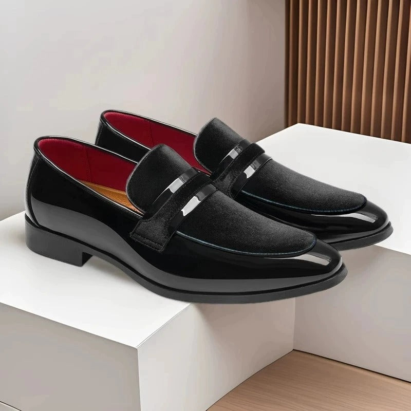 James | Men's Penny Loafers Italian Leather Suede Detail Slip-On