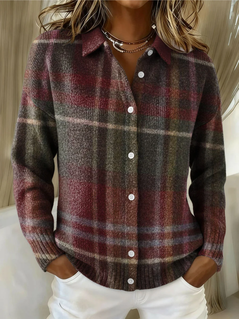 Emily – Checked Knit Blouse