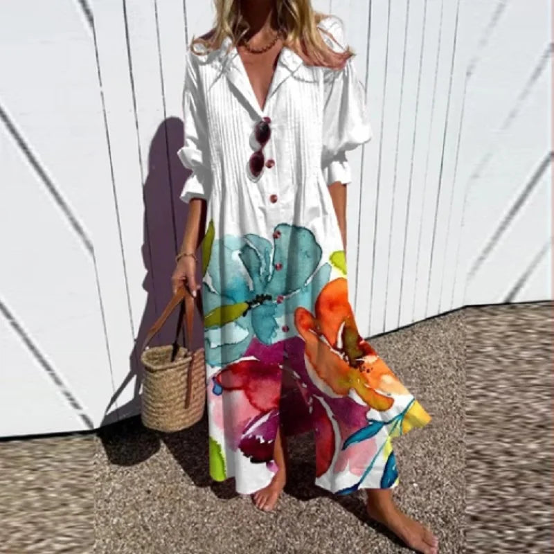 Catherine | Women’s Boho Floral Long Sleeve Maxi Dress