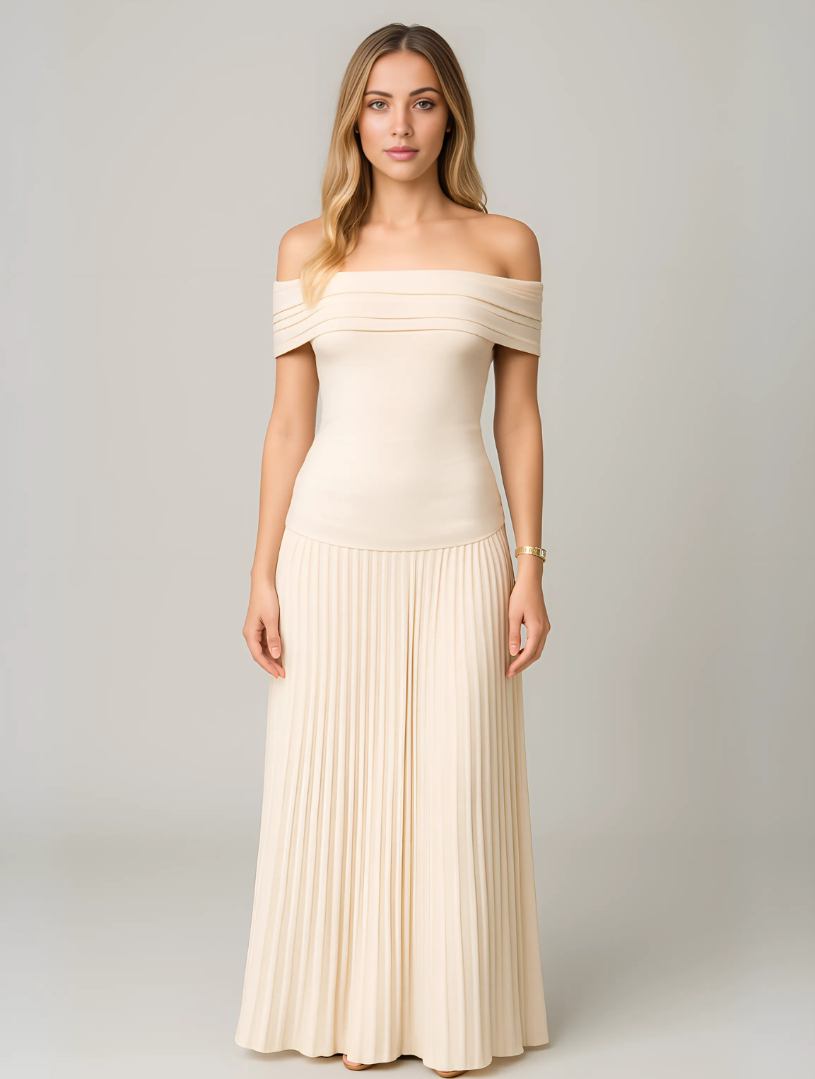 Bella | Women's Wedding Guest Pleated Maxi Dress