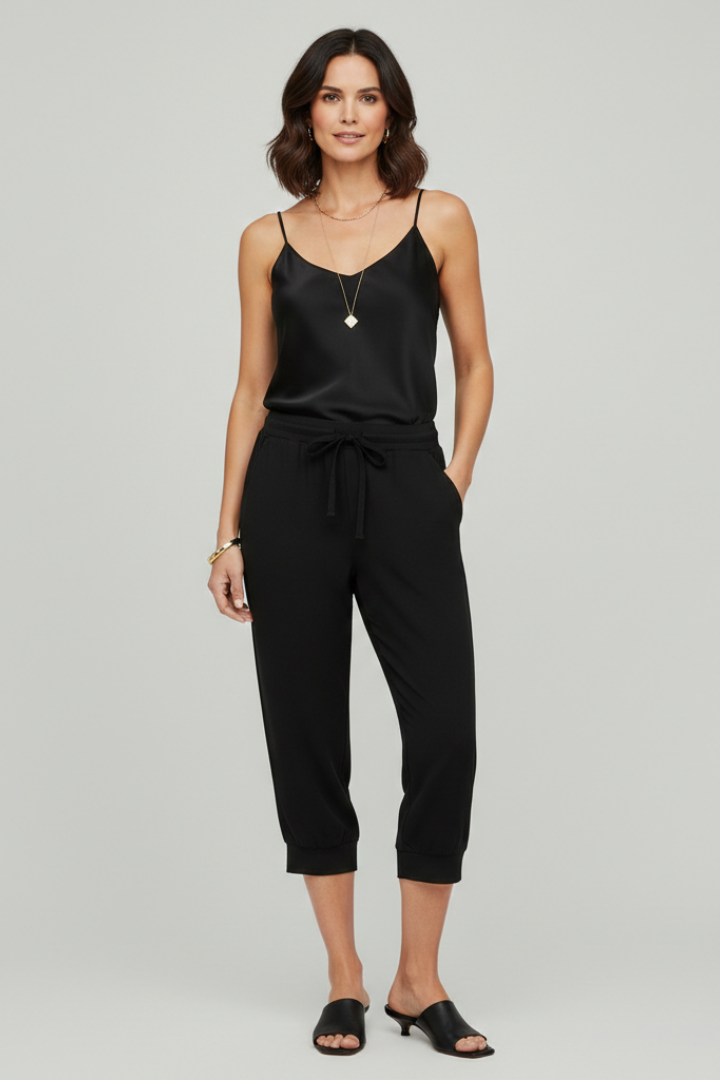 Audrey | Women’s Capri Trousers with Drawstring Waist and Side Pockets