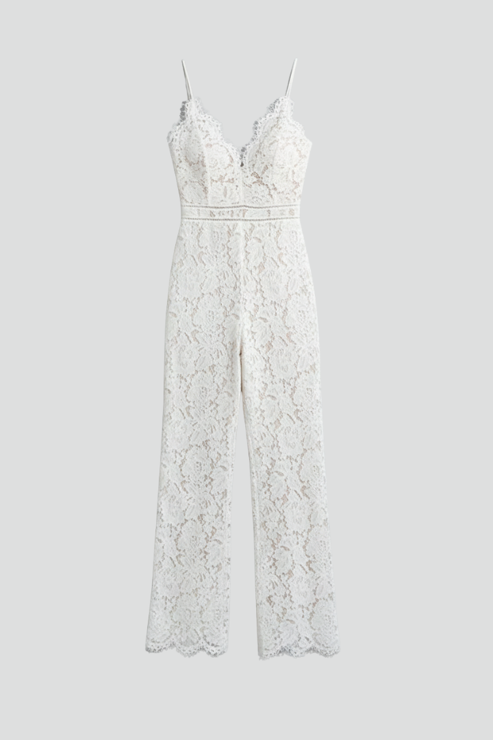 Emily | Women’s Sleeveless Lace V-Neck Wide-Leg Jumpsuit