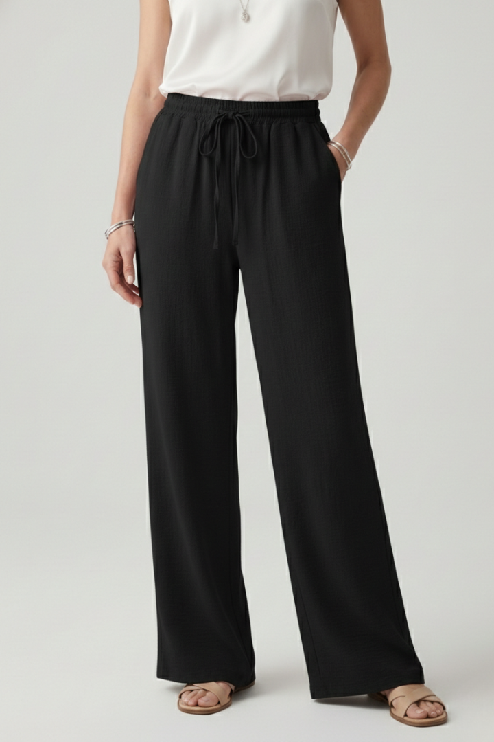 Caroline | Women’s Casual Palazzo Trousers with Drawstring Waist and Side Pockets