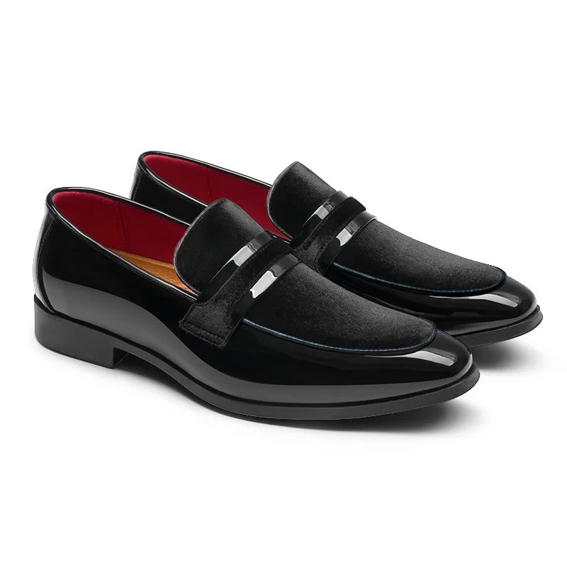 James | Men's Penny Loafers Italian Leather Suede Detail Slip-On