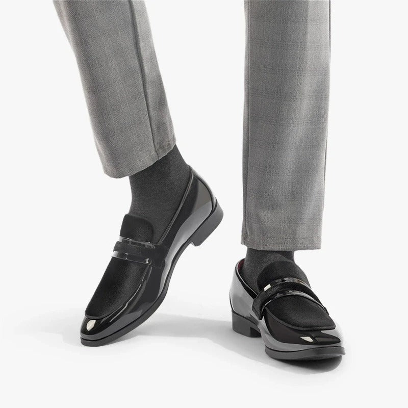 James | Men's Penny Loafers Italian Leather Suede Detail Slip-On