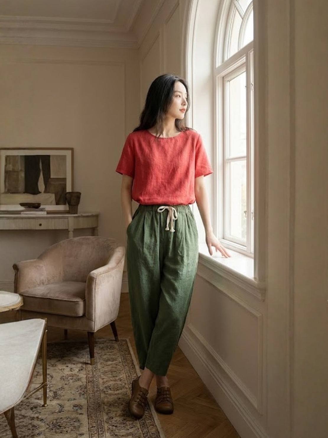 Alexa | Women's Drawstring Waist Casual Slim Fit Pants