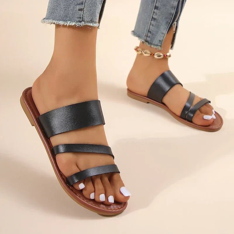 Camila | Cross-Strap Sandals Cushioned Flat Slip-On Summer