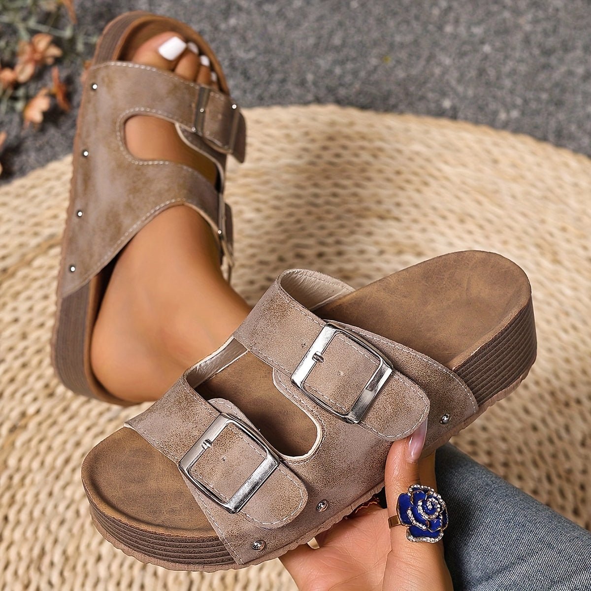 Eleanor | Cross-Strap Sandals Platform Buckle Cushioned Comfort