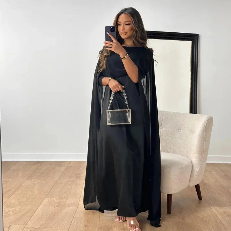 Lily | Women's Wedding Guest Cape Maxi Dress