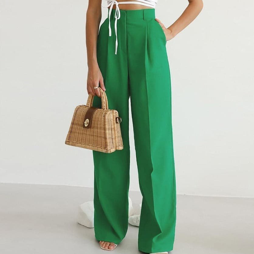Amelia | Linen Wide-Leg Pants High-Waisted Pleated Elegant