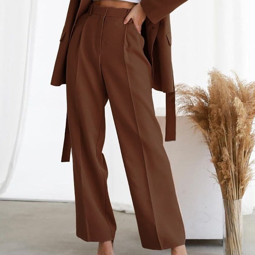 Amelia | Linen Wide-Leg Pants High-Waisted Pleated Elegant