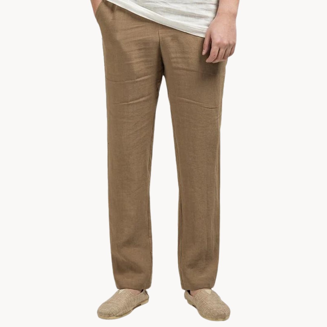 Oliver | Men's Linen Pants Straight Leg Elastic Waist Casual
