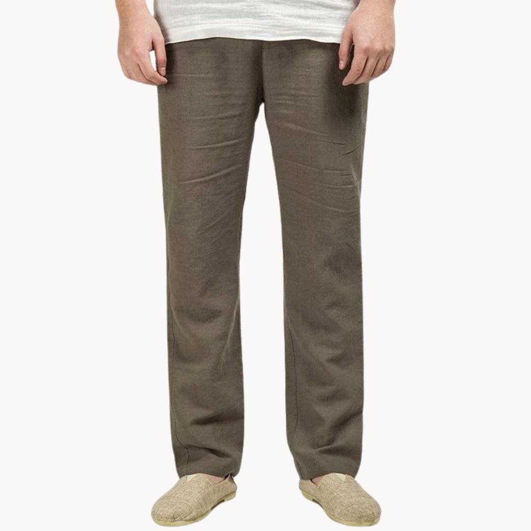 Oliver | Men's Linen Pants Straight Leg Elastic Waist Casual