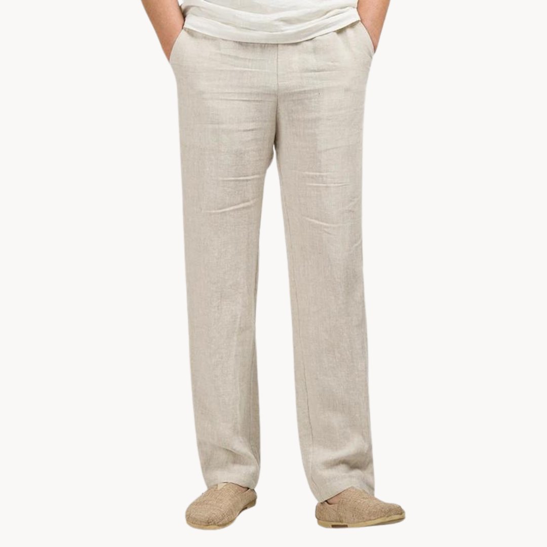 Oliver | Men's Linen Pants Straight Leg Elastic Waist Casual