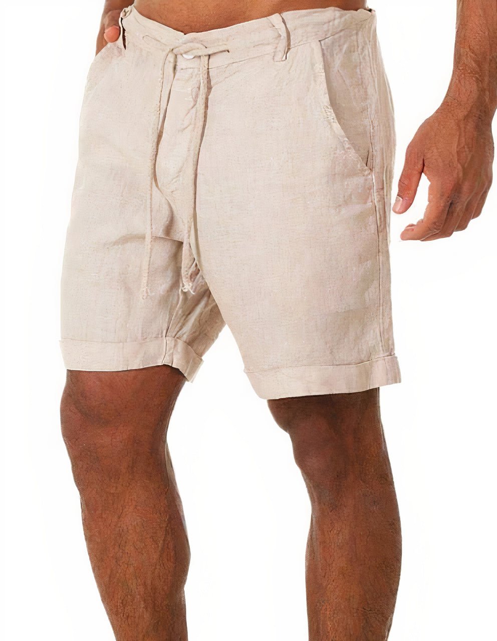 Oliver | Men's Linen Shorts Cuffed Drawstring Mid Length Summer