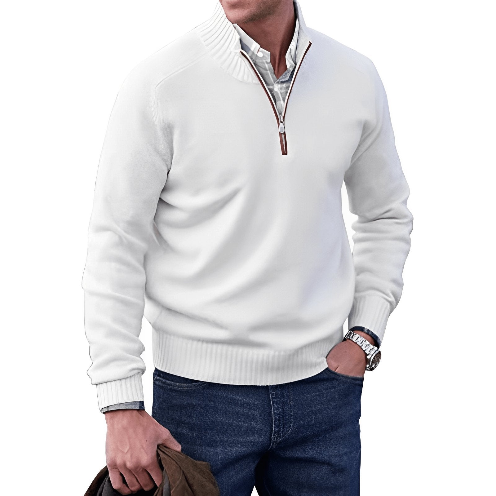 Ryan | Men's Quarter-Zip Knit Pullover Sweater Regular Fit Long Sleeve