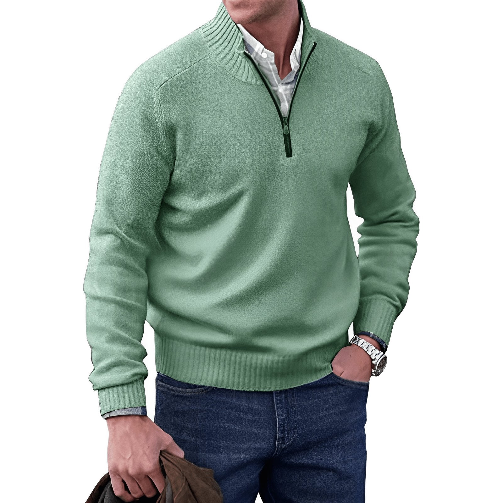 Ryan | Men's Quarter-Zip Knit Pullover Sweater Regular Fit Long Sleeve