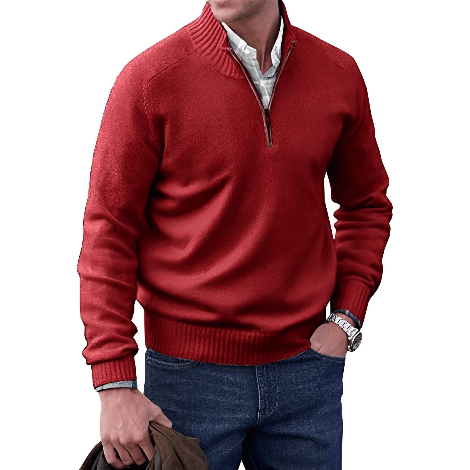 Ryan | Men's Quarter-Zip Knit Pullover Sweater Regular Fit Long Sleeve