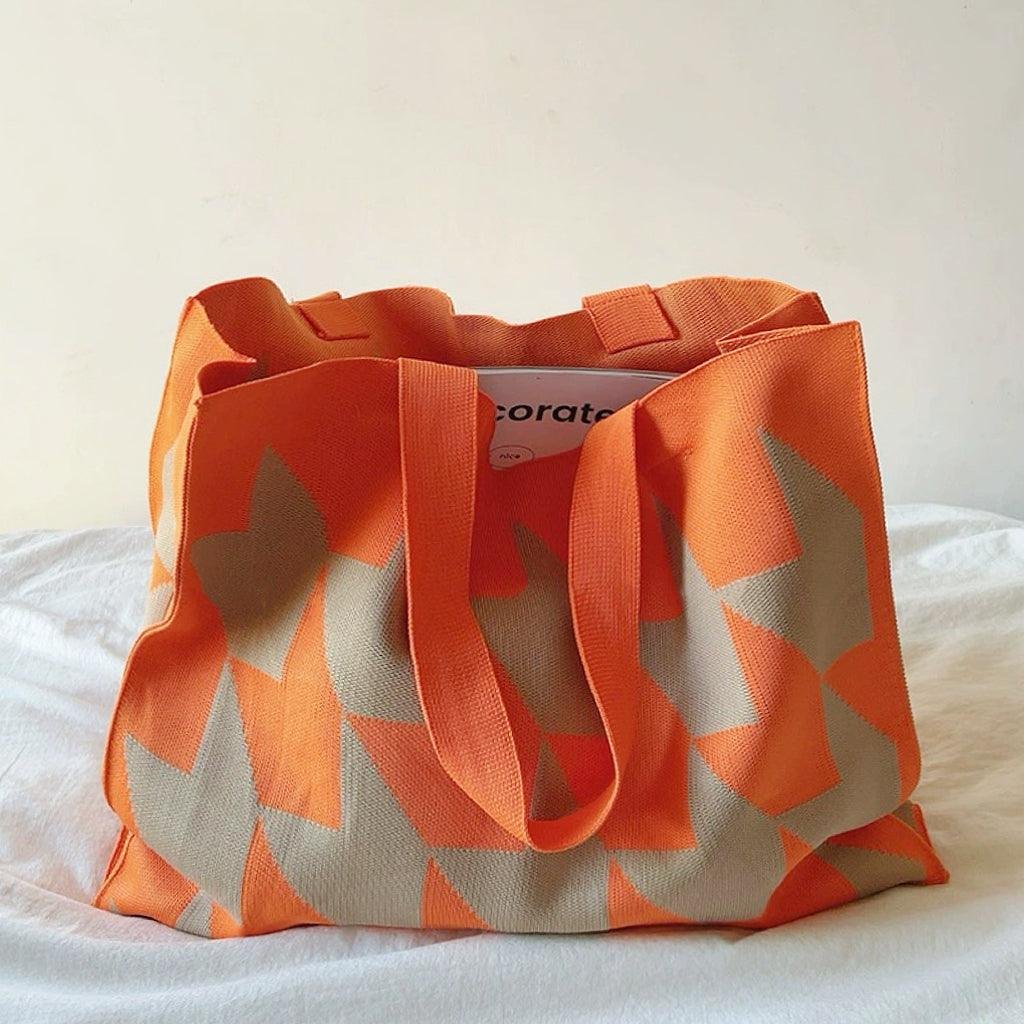 Elijah | Oversized Graphic Knit Canvas Tote Bag One Size