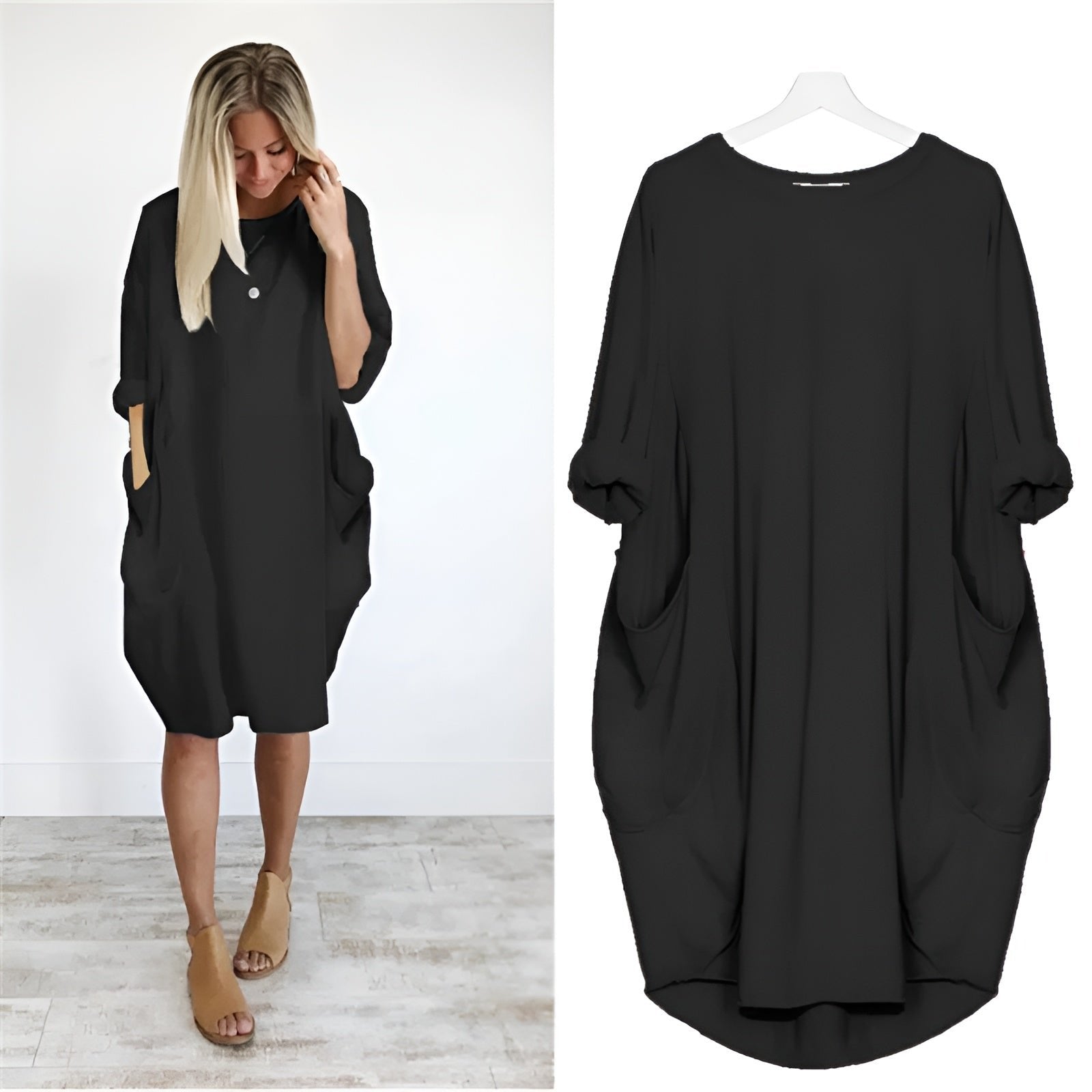 Chloe | Plus Size Midi Dress with Pockets Oversized Casual Comfort