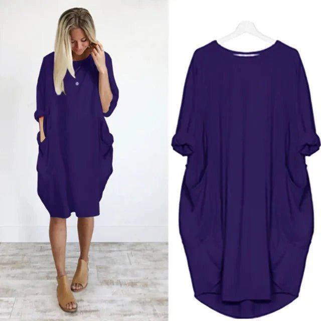 Chloe | Plus Size Midi Dress with Pockets Oversized Casual Comfort