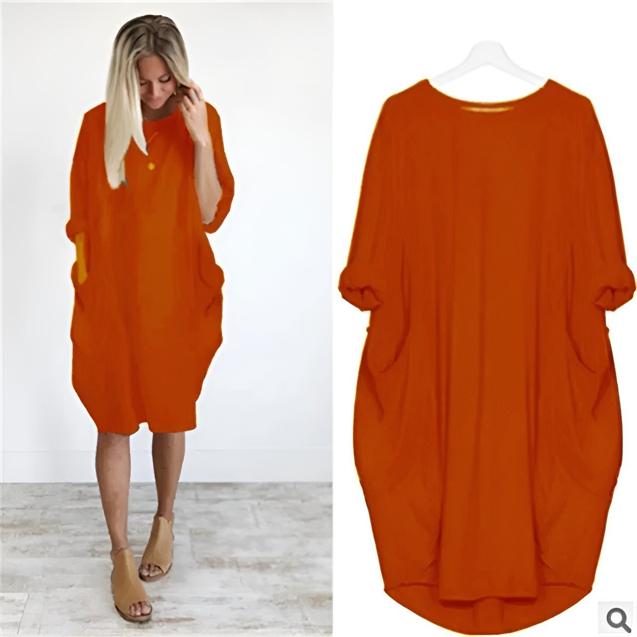 Chloe | Plus Size Midi Dress with Pockets Oversized Casual Comfort