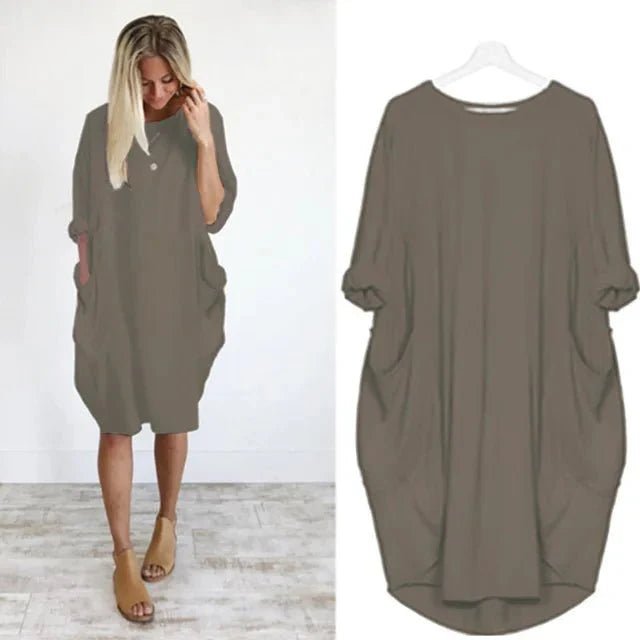 Chloe | Plus Size Midi Dress with Pockets Oversized Casual Comfort