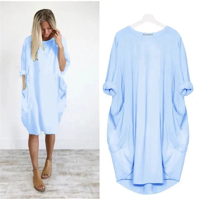 Chloe | Plus Size Midi Dress with Pockets Oversized Casual Comfort