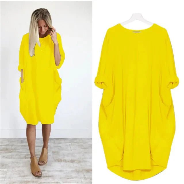 Chloe | Plus Size Midi Dress with Pockets Oversized Casual Comfort