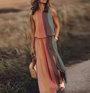 Layla | Sleeveless Maxi Dress Elastic Waist Bohemian Summer