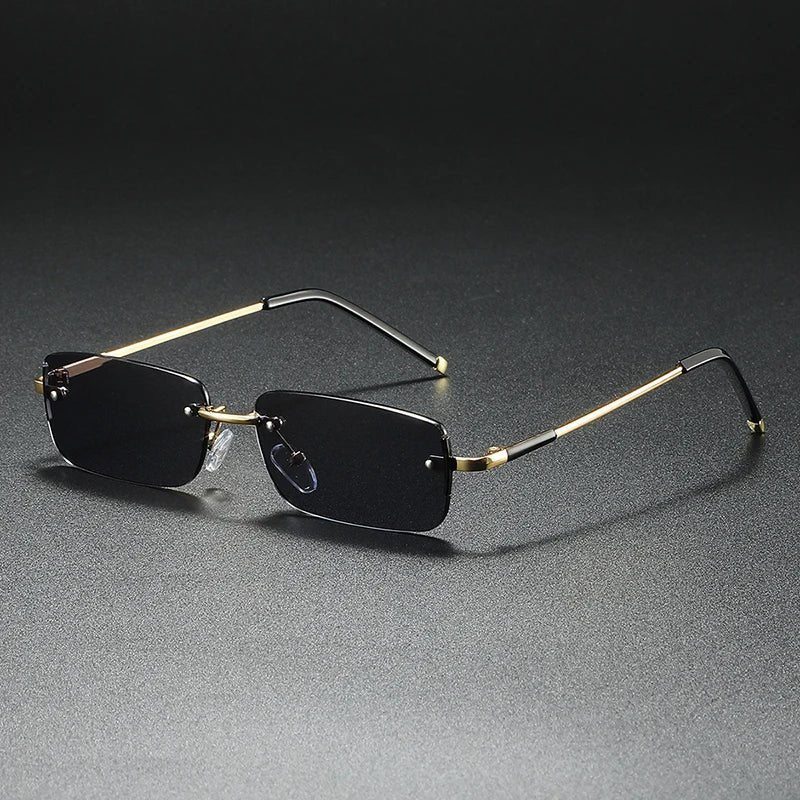 James | Sunglasses Rimless Rectangular Gold Gradient Tinted