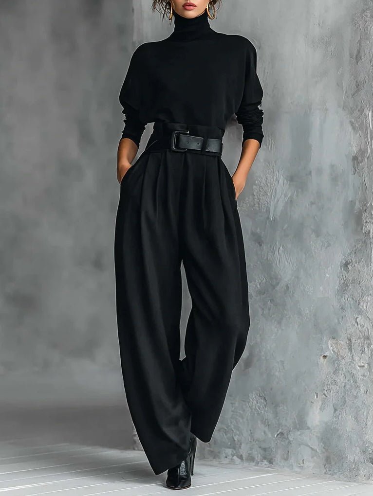 Luna | Turtleneck Jumpsuit Set Long Sleeve High Waist Belt