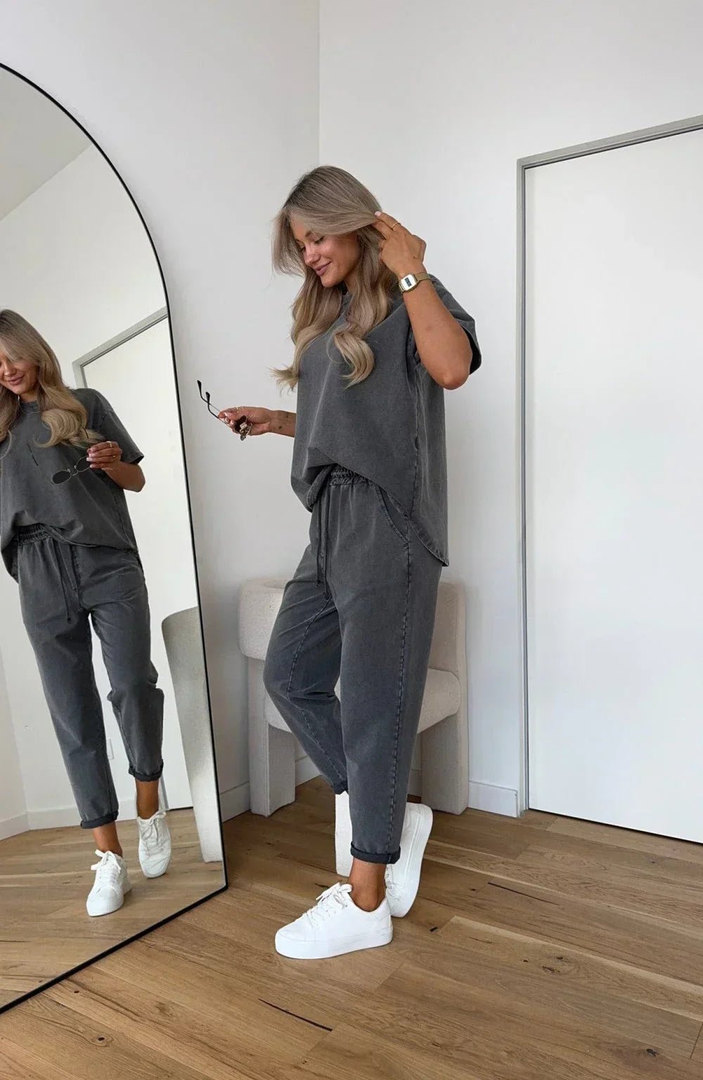 Madison | Two Piece Cotton Set Oversized T-Shirt and Shorts Lounge
