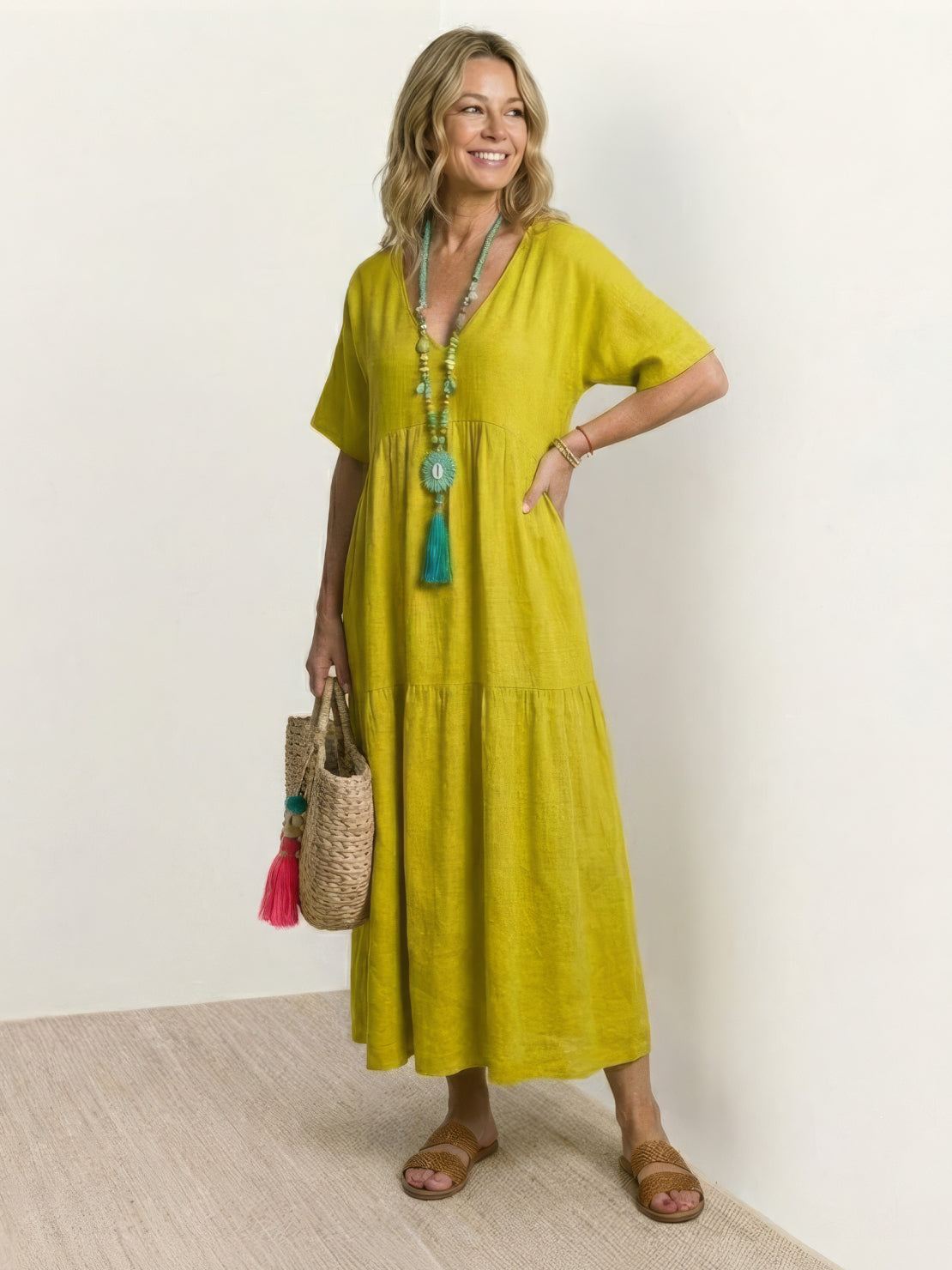 Brooklyn | Women’s Boho V Neck Tiered Maxi Dress