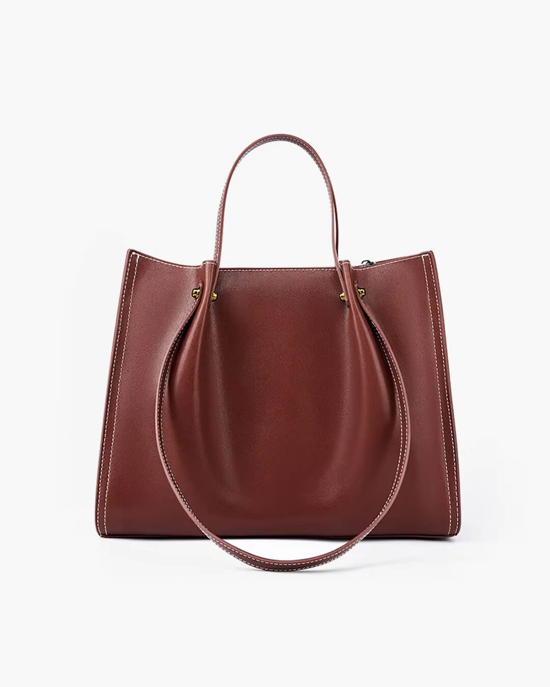 Charlotte | Vegan Leather Minimalist Contrast-Stitch Tote Bag