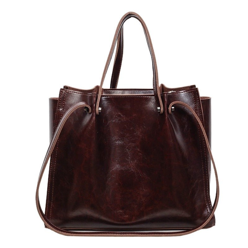 Charlotte | Vegan Leather Minimalist Contrast-Stitch Tote Bag