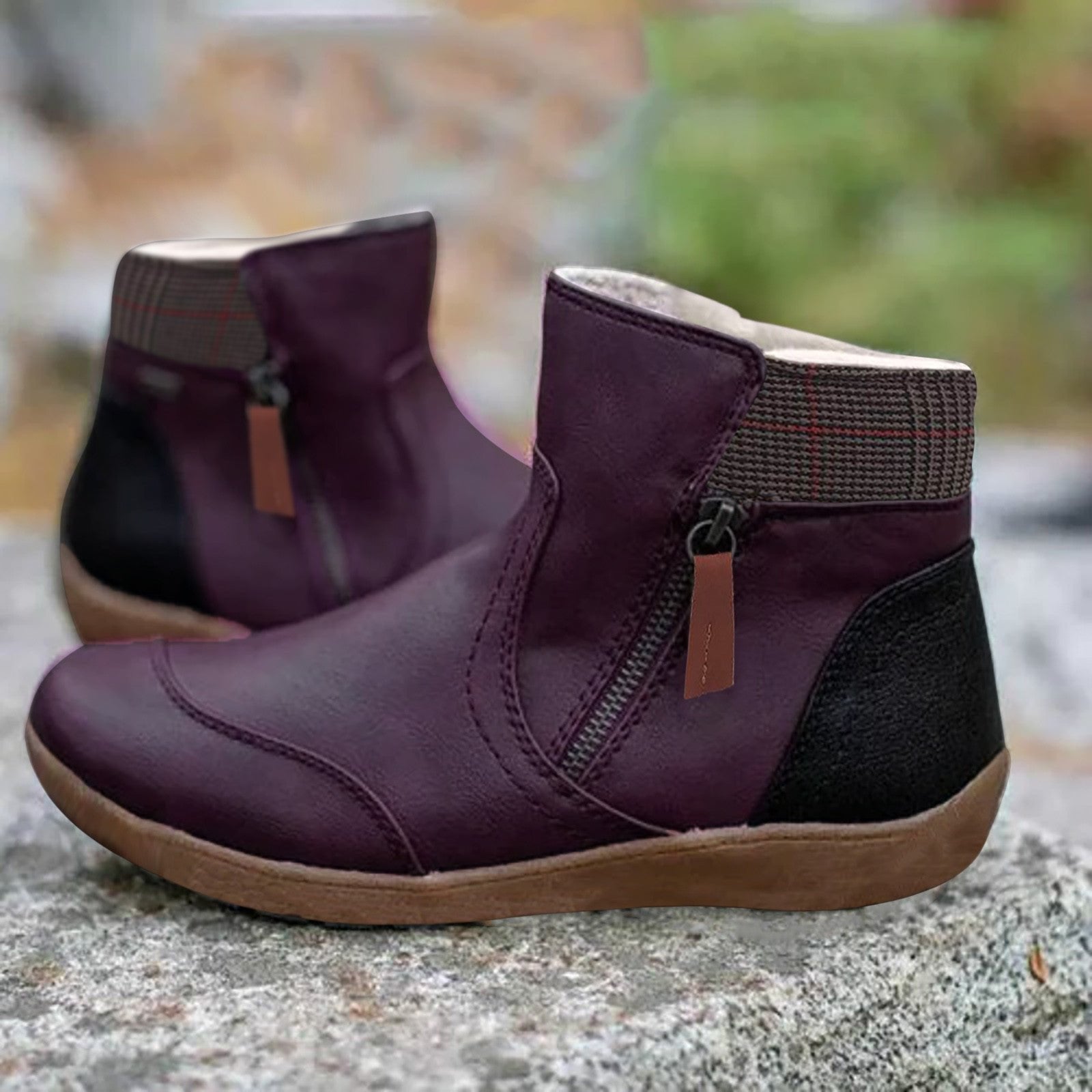 Eleanor | Waterproof Boots Ankle Leather Zipper Women's