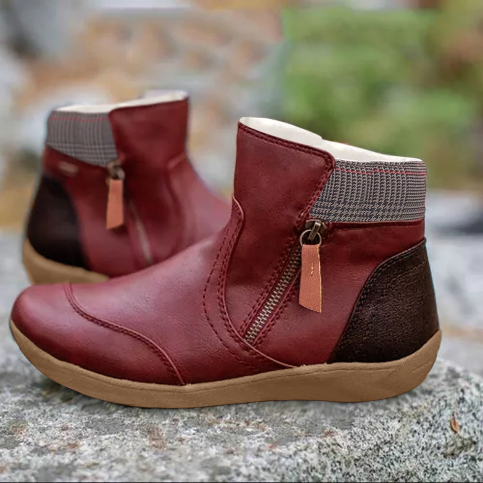 Eleanor | Waterproof Boots Ankle Leather Zipper Women's