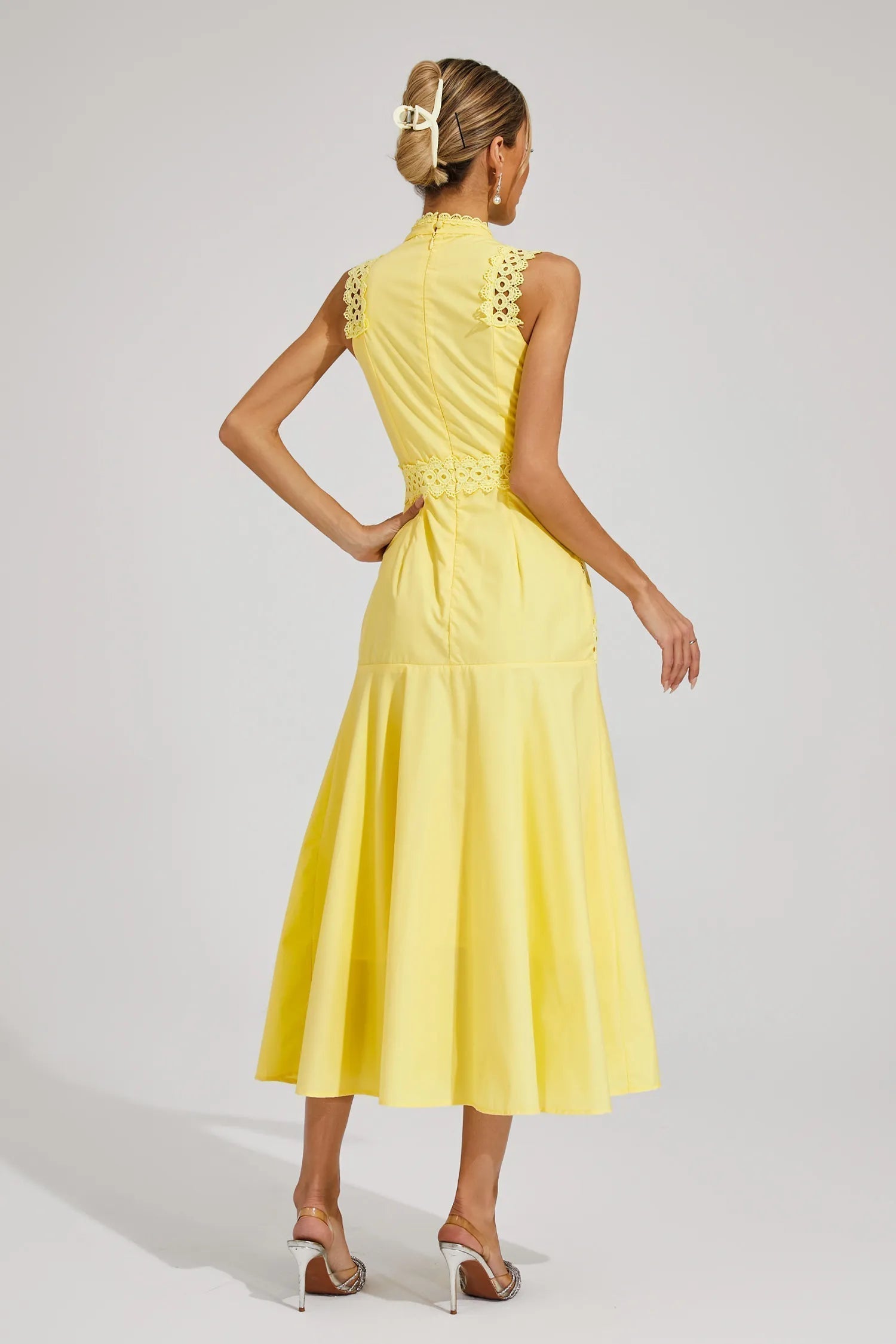 Caroline | Women's Sleeveless Lace Midi Wedding Guest Dress