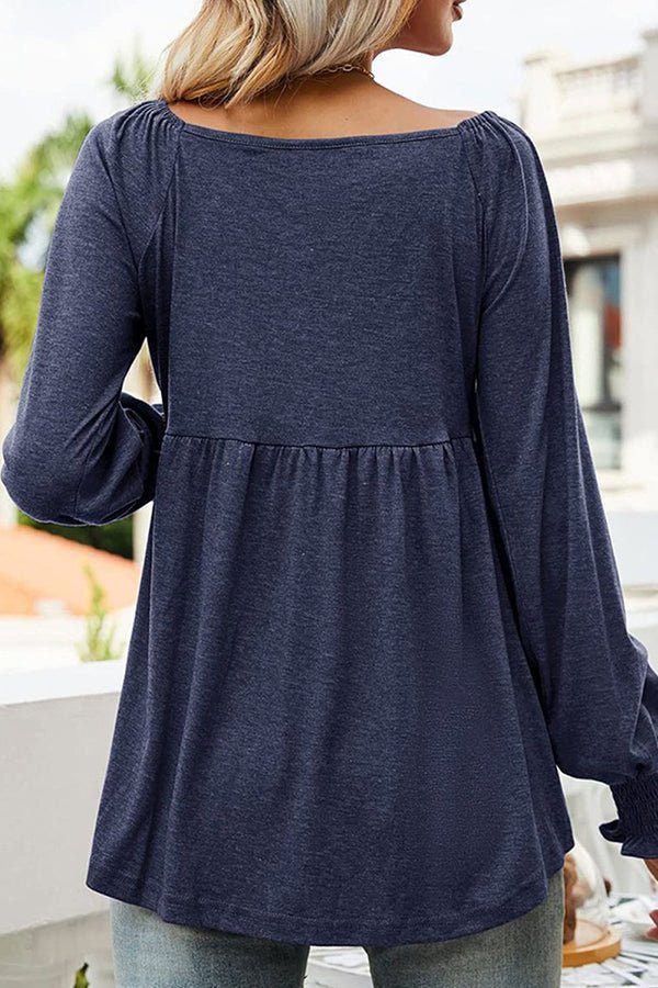 Eleanor | Women's Babydoll Empire-Waist Long-Sleeve V-Neck Tunic