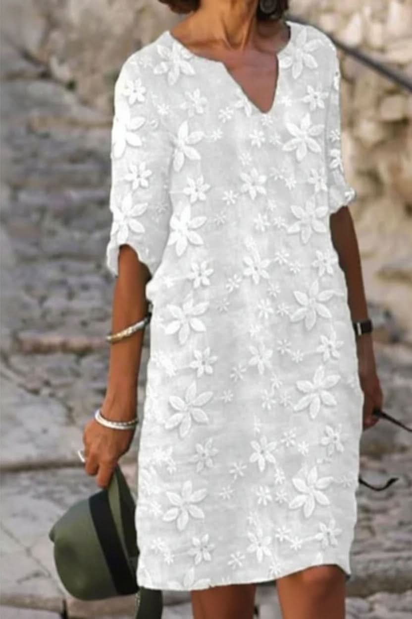Penelope | Women's Black Floral Lace V-Neck Evening Gown Midi Dress
