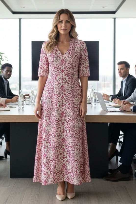 Penelope | Women's Bohemian Floral V-Neck Maxi Evening Gown Dress