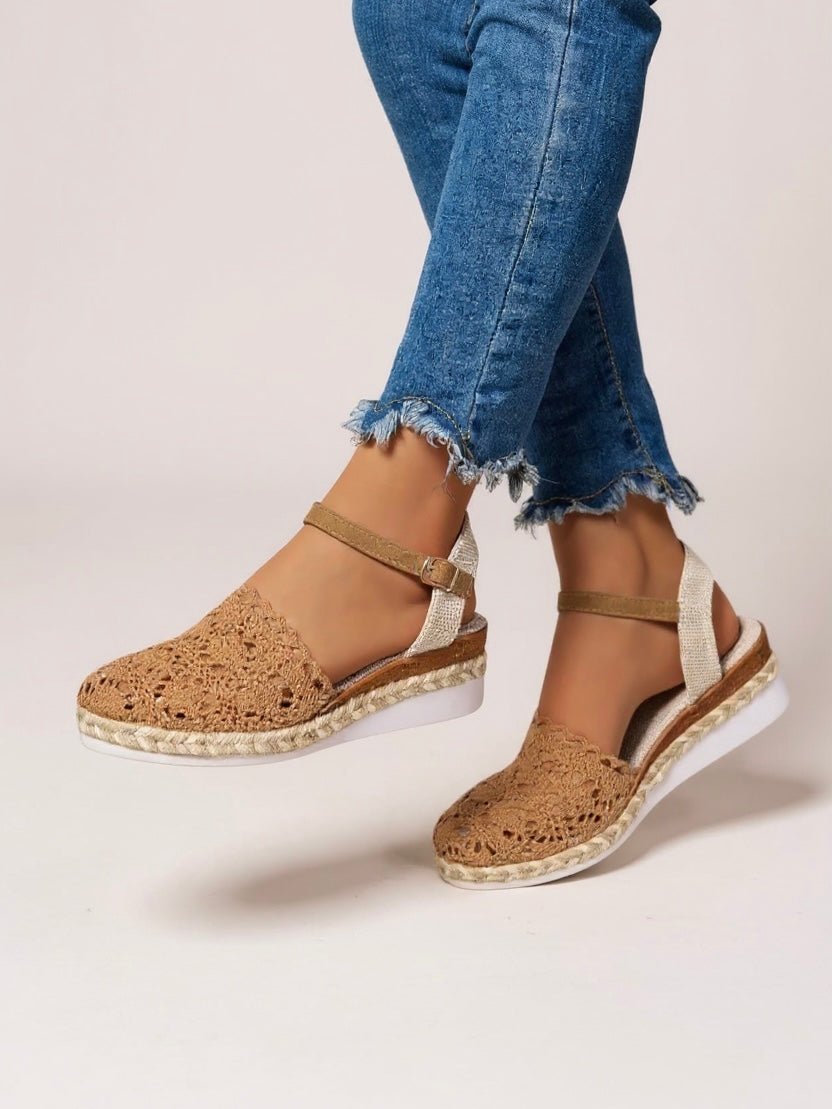 Victoria | Women's Boho Crochet Ankle-Strap Espadrille Comfortable Sandals