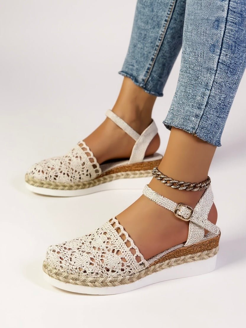 Victoria | Women's Boho Crochet Ankle-Strap Espadrille Comfortable Sandals