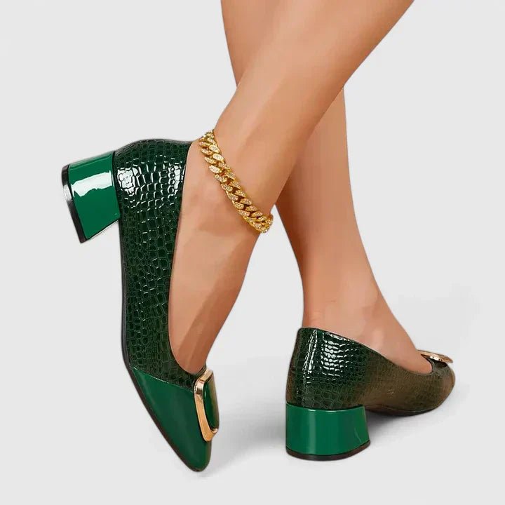 Camila | Women's Croc-Embossed Block Heel Loafers