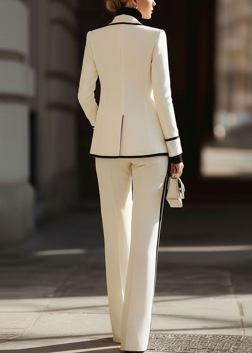Chloe | Women's Double Breasted Suit Set Structured Blazer Wide Leg Pants