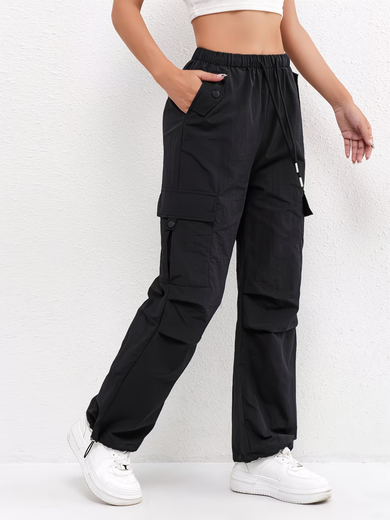 Brooklyn | Women's Cargo Pocket Drawstring Casual Pants