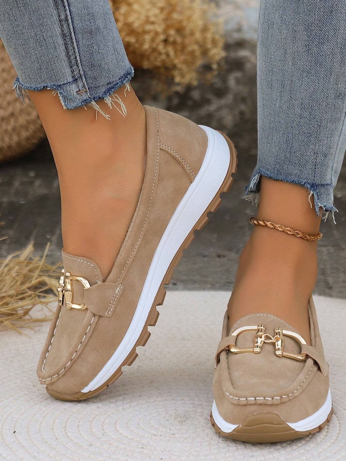 Emma | Women's Flat Loafers Slip-On Buckle Comfort Walking Shoes